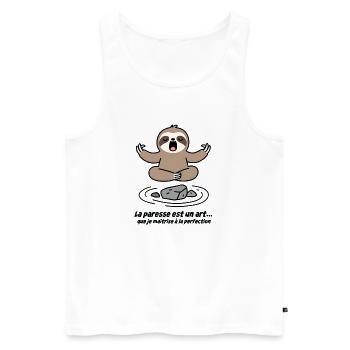 Lazy Meditative Zen - Men's Premium Organic Tank Top - white - Front - AI Model Male 178 light (178cm)