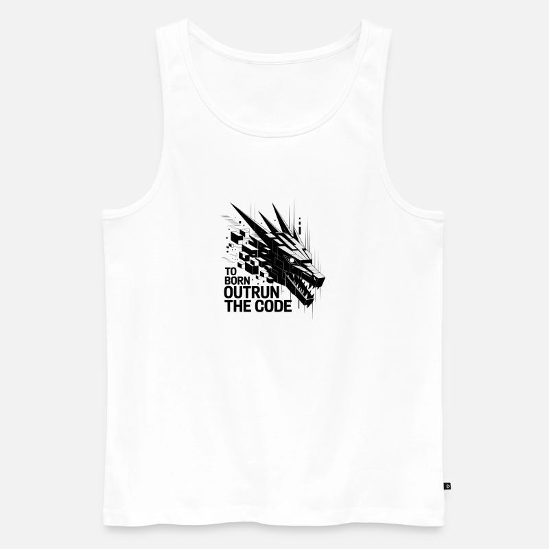 Geometrischer Drachen-Outrun-Code - Männer Premium Bio Tank Top - Weiß