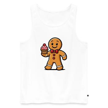 Lebkuchenmann Cupcake Cartoon - Männer Premium Bio Tank Top - Weiß - Vorne - AI Model Male 178 light (178cm)