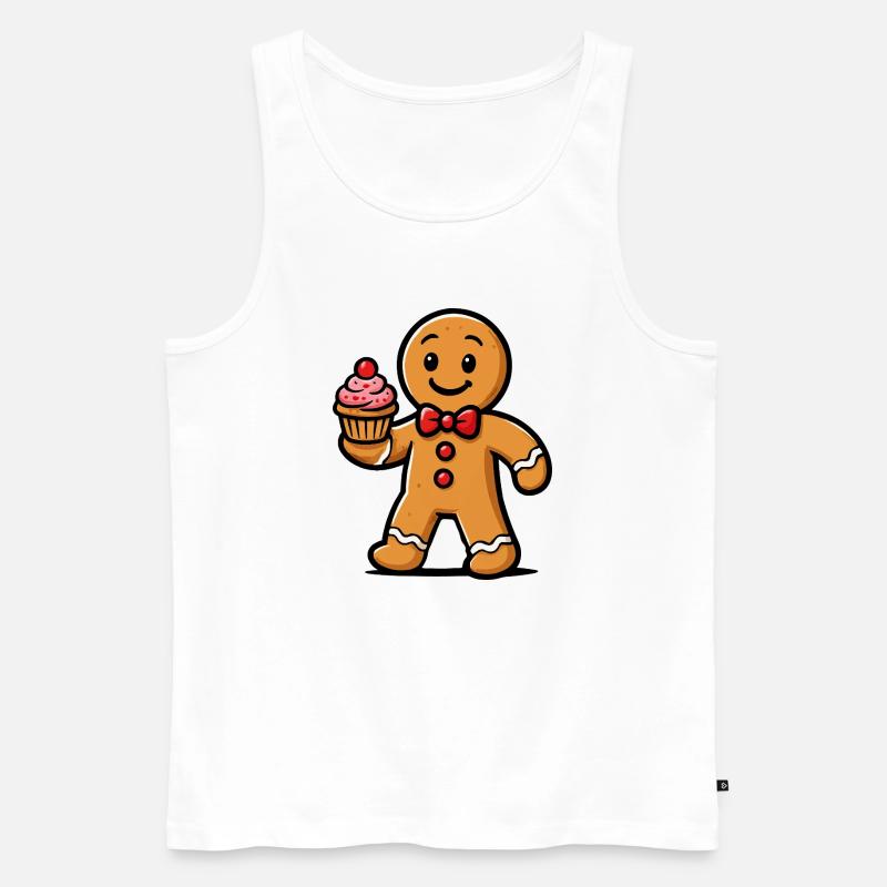 Lebkuchenmann Cupcake Cartoon - Männer Premium Bio Tank Top - Weiß
