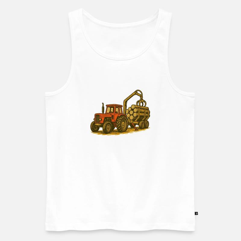 Forsttraktor mit Holzlast - Männer Premium Bio Tank Top - Weiß