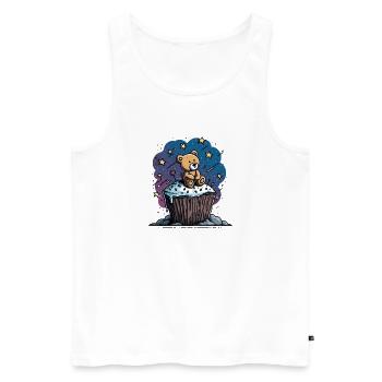 Kuschelbär auf Cupcake im Weltraum - Männer Premium Bio Tank Top - Weiß - Vorne - Michal (187cm)
