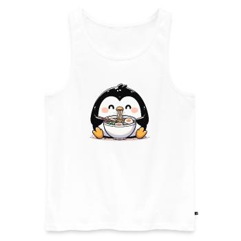Penguin with noodles ramen kawaii penguin - Men's Premium Organic Tank Top - white - Front - Michal (187cm)