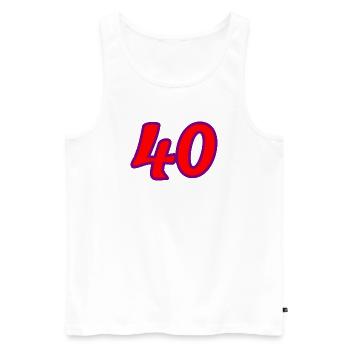 40. 40 YEARS. 40th ANNIVERSARY. 40 YEARS ANNIVERSARY. - Men's Premium Organic Tank Top - white - Front - Michal (187cm)