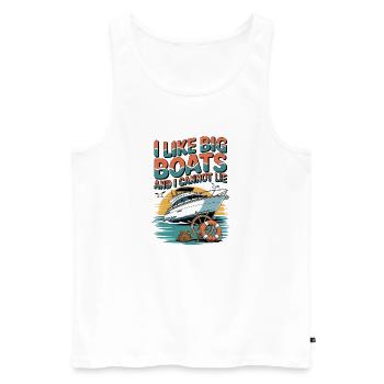J’aime les grands bateaux et je ne peux pas mentir sur le maritime - Débardeur bio Premium Homme - blanc - Devant - Michal (187cm)