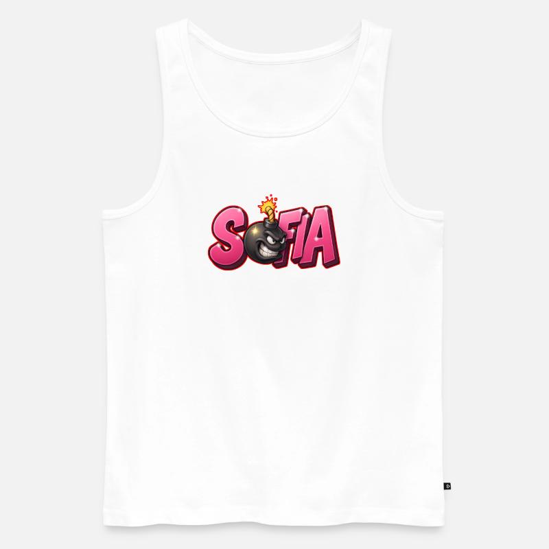 Sofia Graffiti Name Bomb Graffité 3D - Männer Premium Bio Tank Top - Weiß