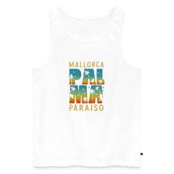 Palma Mallorca Paraiso Sunset Palmen Retro - Männer Premium Bio Tank Top - Weiß - Vorne - Michal (187cm)