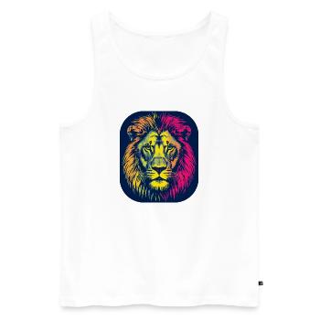 Neon Lion Head Pop Art - Men's Premium Organic Tank Top - white - Front - AI Model Male 178 light (178cm)
