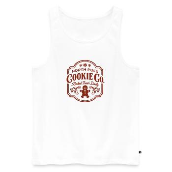 North Pole Cookie Co Logo with Gingerbread - Men's Premium Organic Tank Top - white - Front - Michal (187cm)