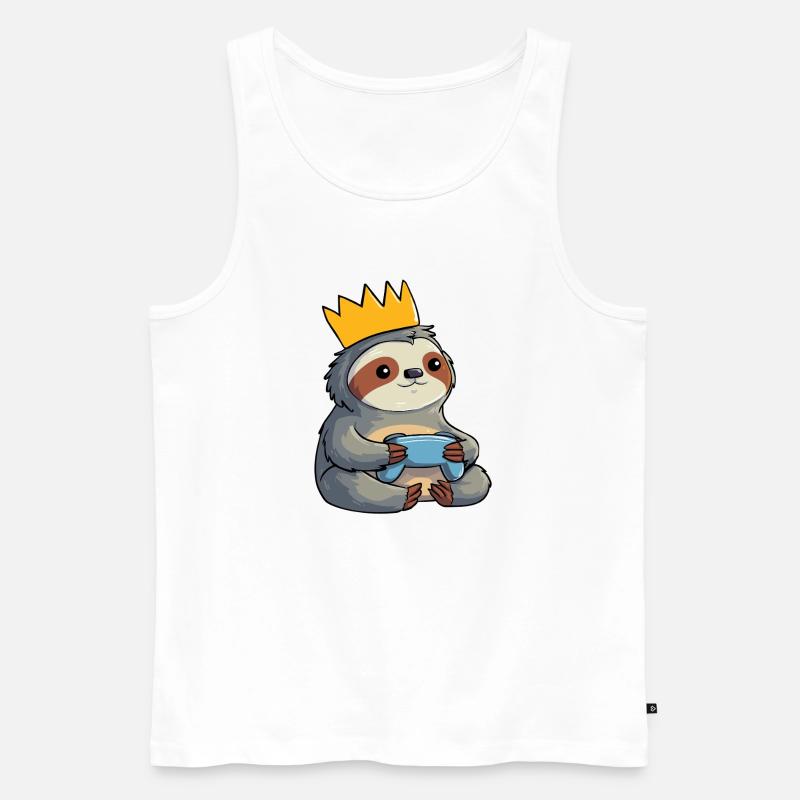 Faultier mit Krone und controller - Männer Premium Bio Tank Top - Weiß