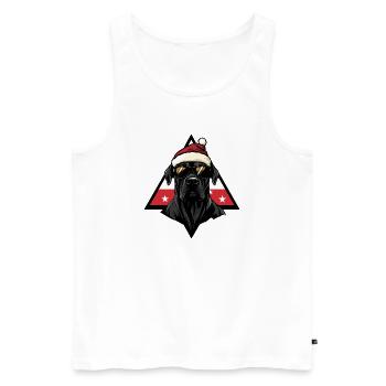 Weihnachts-Hund mit Sonnenbrille - Männer Premium Bio Tank Top - Weiß - Vorne - Michal (187cm)