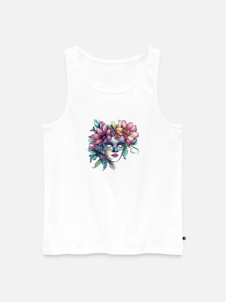 Blumenmaske im Maskenball-Stil - Männer Premium Bio Tank Top - Weiß