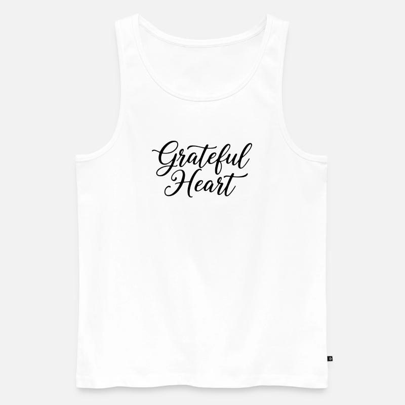 Grateful Heart Script - Männer Premium Bio Tank Top - Weiß