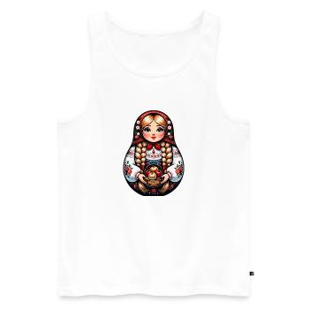 Matryoshka in Russian Matryoshka Doll Russian - Men's Premium Organic Tank Top - white - Front - Michal (187cm)