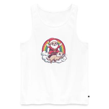 Noël du Père Noël Suricate - Débardeur bio Premium Homme - blanc - Devant - Michal (187cm)