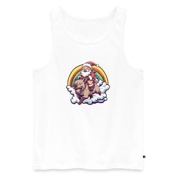 Noël du Père Noël hyène - Débardeur bio Premium Homme - blanc - Devant - Michal (187cm)