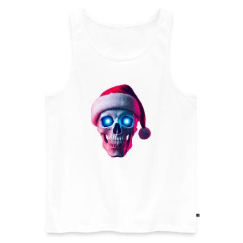 Neon Skull Santa - Men's Premium Organic Tank Top - white - Front - AI Model Male 178 light (178cm)