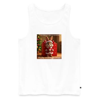 Lapin de Noël en costume de Père Noël - Débardeur bio Premium Homme - blanc - Devant - Michal (187cm)
