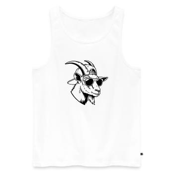 Coole Ziege mit Sonnenbrille und Cap - Männer Premium Bio Tank Top - Weiß - Vorne - Michal (187cm)
