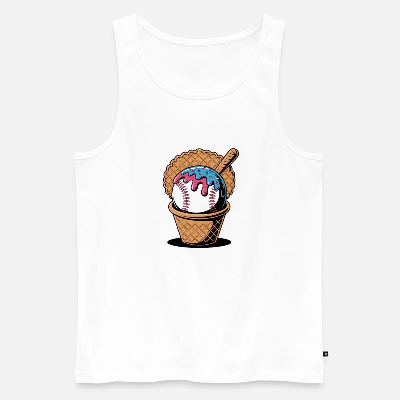 Baseball Eiscreme In Waffel Mit Schläger - Männer Premium Bio Tank Top - Weiß