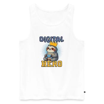Faultier gaming - Männer Premium Bio Tank Top - Weiß - Vorne - AI Model Male 178 light (178cm)