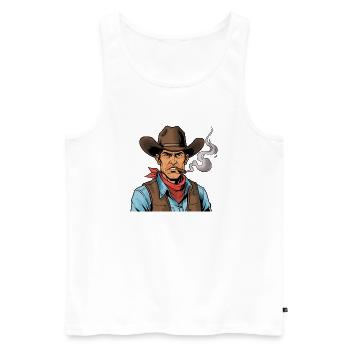Cowboy mit Zigarre - Männer Premium Bio Tank Top - Weiß - Vorne - Michal (187cm)