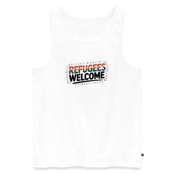 Refugees Welcome - Cool Pride Logo - Männer Premium Bio Tank Top - Weiß - Vorne - AI Model Male 178 light (178cm)