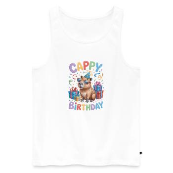 Capybara Anniversaire Cappy Anniversaire Drôle de capy - Débardeur bio Premium Homme - blanc - Devant - Michal (187cm)