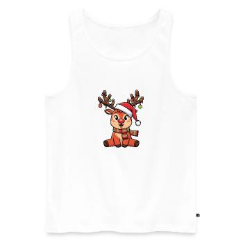 Festliches Rentier motiv für Weihnachten - Männer Premium Bio Tank Top - Weiß - Vorne - Michal (187cm)