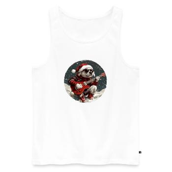 Labrador Hund Weihnachten Gitarre - Männer Premium Bio Tank Top - Weiß - Vorne - Michal (187cm)