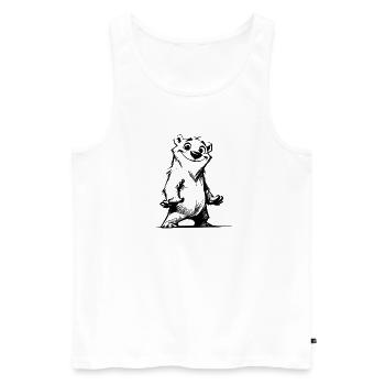 Cartoon bear cool charisma to cuddle - Men's Premium Organic Tank Top - white - Front - AI Model Male 178 light (178cm)