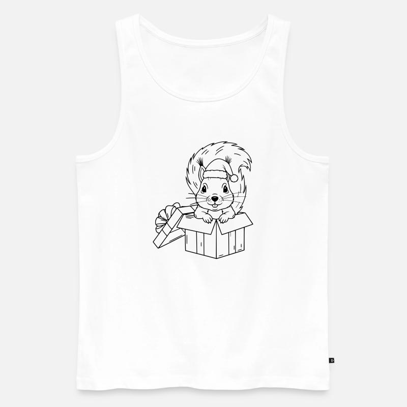 Süßes Weihnachts-Eichhörnchen in Geschenkbox - Männer Premium Bio Tank Top - Weiß