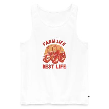 Farm Life is the Best Life Tractor - Men's Premium Organic Tank Top - white - Front - Michal (187cm)