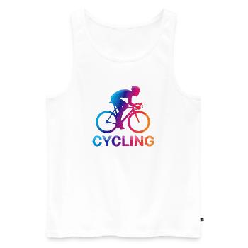 Silhouette du cycliste arc-en-ciel - Débardeur bio Premium Homme - blanc - Devant - Michal (187cm)