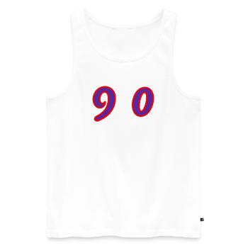 90. 90 ANS. 90e ANNIVERSAIRE. ANNIVERSAIRE 90 ANS. - Débardeur bio Premium Homme - blanc - Devant - Michal (187cm)