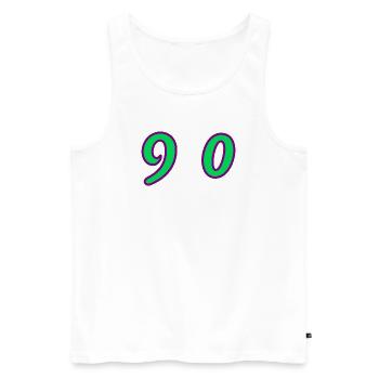 90. 90 ANS. 90e ANNIVERSAIRE. ANNIVERSAIRE 90 ANS. - Débardeur bio Premium Homme - blanc - Devant - Michal (187cm)