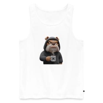 Grim Bulldog Coffee Cartoon Funny Dog - Men's Premium Organic Tank Top - white - Front - Michal (187cm)