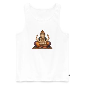 Ganesha Tabla - Männer Premium Bio Tank Top - Weiß - Vorne - AI Model Male 178 light (178cm)