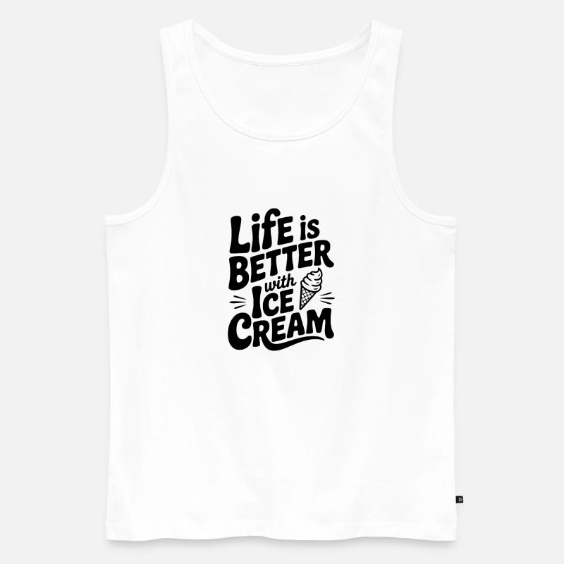 Das Leben ist besser mit Sahne - Männer Premium Bio Tank Top - Weiß