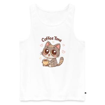 Kitten Coffee Time - Men's Premium Organic Tank Top - white - Front - Michal (187cm)