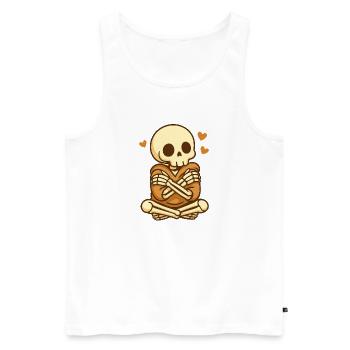 Self Hug Skeleton – Cozy Selflove - Men's Premium Organic Tank Top - white - Front - AI Model Male 178 light (178cm)