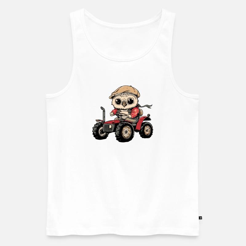 Eule Traktor Farmer - Männer Premium Bio Tank Top - Weiß