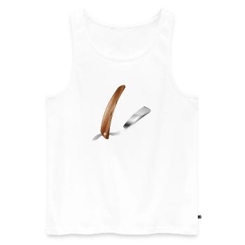 Klassisches Barber Rasiermesser im Retro Stil - Männer Premium Bio Tank Top - Weiß - Vorne - AI Model Male 178 light (178cm)