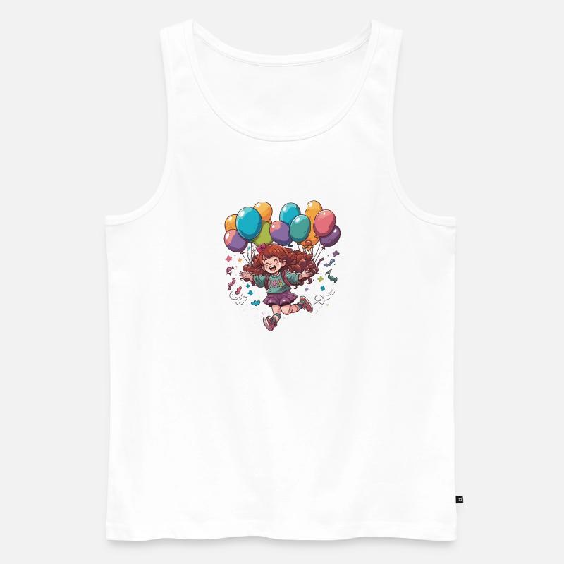 Fröhliches Mädchen mit Ballons - Männer Premium Bio Tank Top - Weiß
