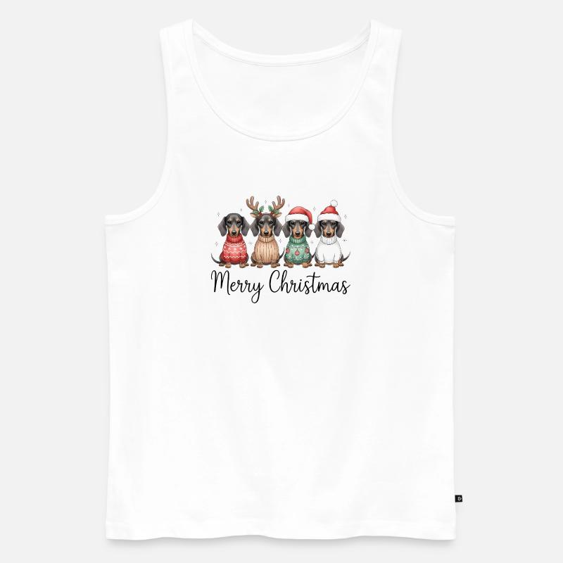Vier Dackel, Dachshunde in Weihnachtspullover - Männer Premium Bio Tank Top - Weiß