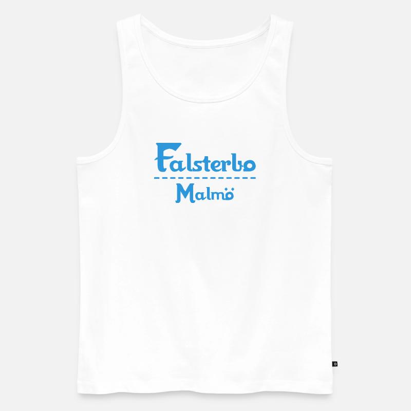 Centrum Malmö – Blue Text Design - Männer Premium Bio Tank Top - Weiß