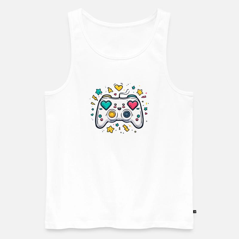 Herzcontroller Neon Spieldesign - Männer Premium Bio Tank Top - Weiß