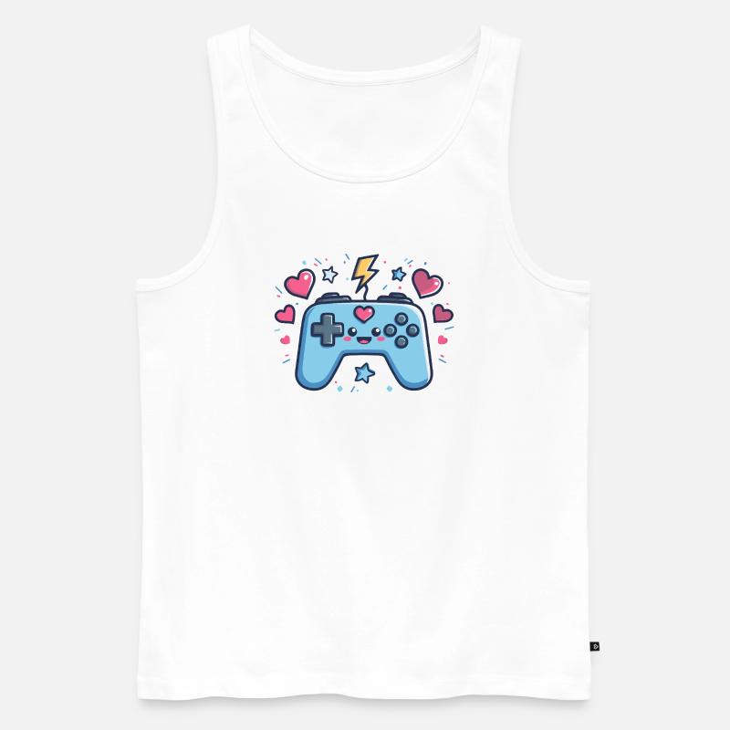 Kawaii Game Controller Herz Design - Männer Premium Bio Tank Top - Weiß