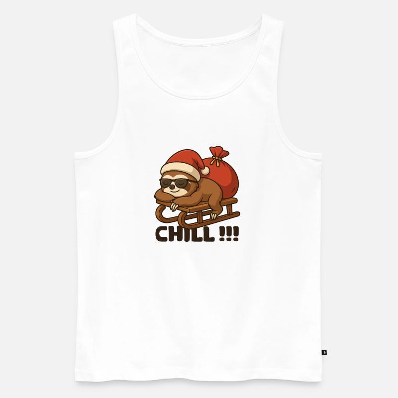 Chilliges Weihnachtsfaultier auf Schlitten - Männer Premium Bio Tank Top - Weiß