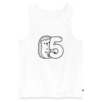 Hérisson avec illustration de dessin animé numéro 5 - Débardeur bio Premium Homme - blanc - Devant - AI Model Male 178 light (178cm)